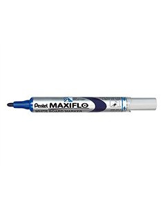 Marqueur pentel maxiflo effaçable tableau blanc pointe conique tracé 1,6mm écriture 1000m corps plastique recyclé bleu. 2