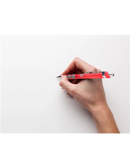 Porte-mine liderpapel plastique 0.5mm grip soft caoutchouc pointe et capuchon métalliques gomme mines coloris assortis.