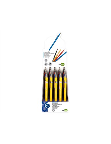 Porte-mine liderpapel plastique grafo 2mm rétractable clip métallique contient mines et taille-mines.