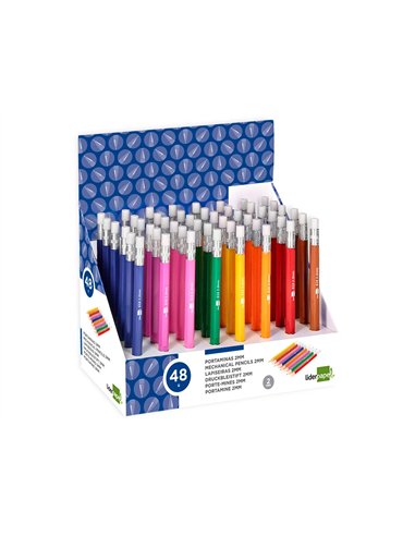 Porte-mine liderpapel plastique 2mm rétractable inclut mines graphite coloris assortis.