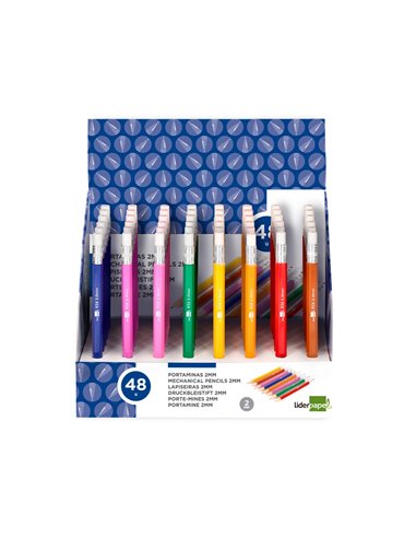 Porte-mine liderpapel plastique 2mm rétractable inclut mines graphite coloris assortis.