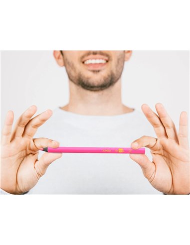 Surligneur liderpapel crayon de couleur néon jumbo mine extra-résistante forme triangulaire ergonomique coloris rose.