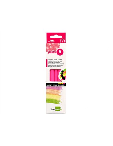 Surligneur liderpapel crayon de couleur néon jumbo mine extra-résistante forme triangulaire ergonomique coloris rose.