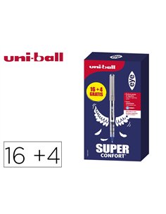 Roller uniball eye pointe metal ecriture fine boite de 16 + 4 rollers gratuits bleu.