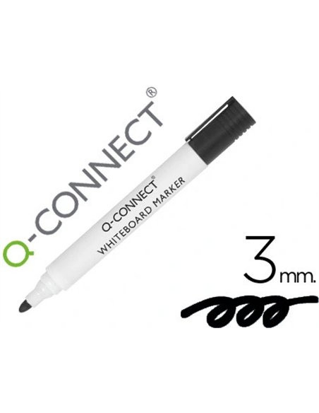 Marqueur q-connect tableau blanc pointe ogive tracé 2/3mm corps plastique encre base alcohol coloris noir.