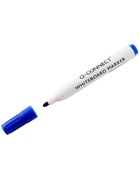 Marqueur q-connect tableau blanc pointe ogive tracé 2/3mm corps plastique encre base alcohol coloris bleu.