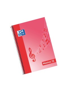 Cahier de musique à spirale Oxford School - Couverture souple - 12 portées - Interligne de 2,5 mm - 20 feuilles - Illustration s