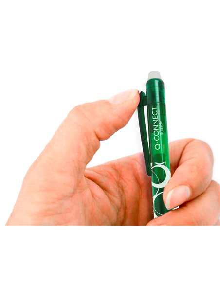 Roller q-connect écriture moyenne 0.7mm encre effaçable grip préhension gomme sertie coloris vert.
