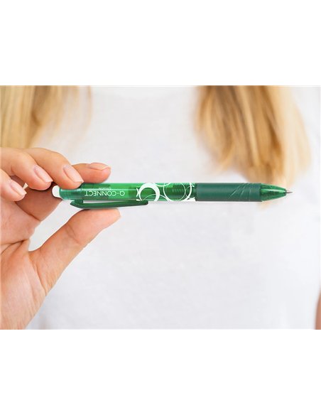 Roller q-connect écriture moyenne 0.7mm encre effaçable grip préhension gomme sertie coloris vert.
