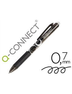Roller q-connect écriture moyenne 0.7mm encre effaçable grip préhension gomme sertie coloris noir.
