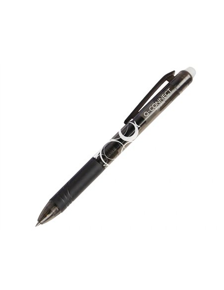 Roller q-connect écriture moyenne 0.7mm encre effaçable grip préhension gomme sertie coloris noir.
