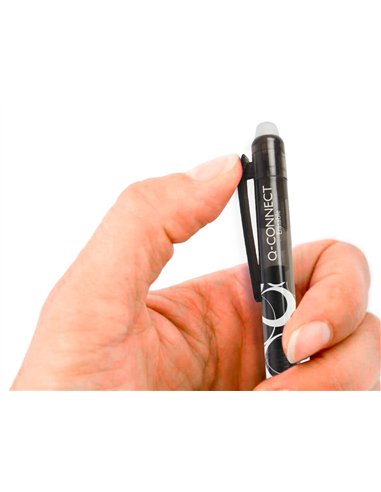 Roller q-connect écriture moyenne 0.7mm encre effaçable grip préhension gomme sertie coloris noir.