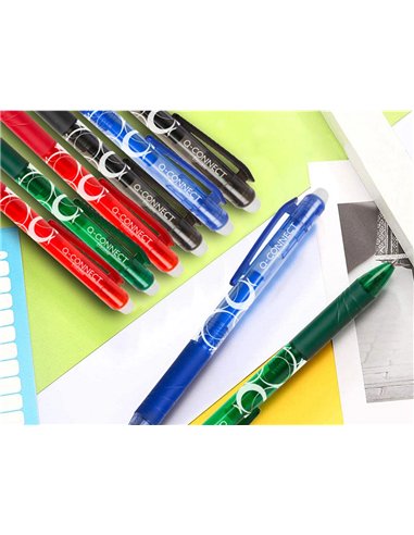 Roller q-connect écriture moyenne 0.7mm encre effaçable grip préhension gomme sertie coloris noir.