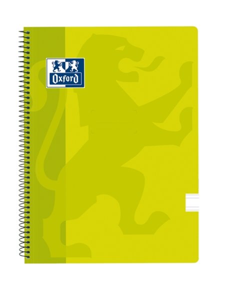 Cahier à spirale classique Oxford School, couverture plastique, folio, ligné 3,5" avec marge, 80 feuilles, vert citron