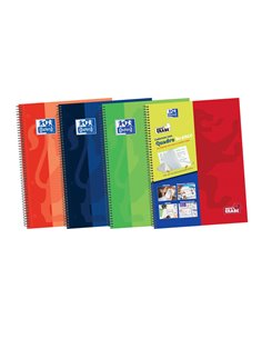 Cahier Oxford School Classic Write&Erase A4+ européen - Couverture extra rigide - 1 ligne 2M - 100 feuilles - Couleurs assorties