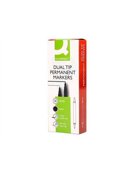 Marqueur permanent q-connect pointe double 1mm et 0,4 mm coloris noir.