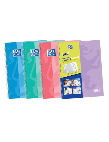 Cahier Oxford School Classic Write&Erase A4+ européen - Couverture extra rigide - 1 ligne 2M - 100 feuilles - Couleurs assorties