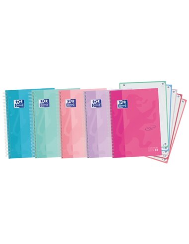 Cahier Oxford School Touch A4+ européen – Couverture extra rigide – 120 feuilles – Couleurs assorties