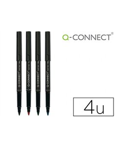 Stylo-feutre q-connect permanent pointe moyenne multi-supports cd/dvd plastique couleur assortis pochette de 4u.