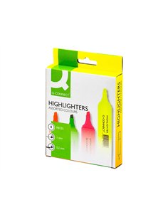Surligneur q-connect tracé 2/5 mm pointe biseautée couleurs éclatantes pochette 4 unités assorties. 2