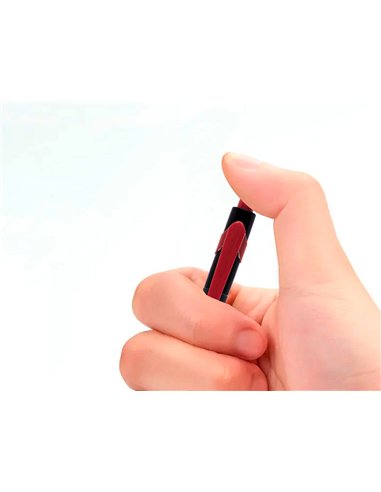 Stylo-bille q-connect lambda rétractable écriture moyenne 0.7mm pointe métal corps caoutchouc couleur encre rouge.