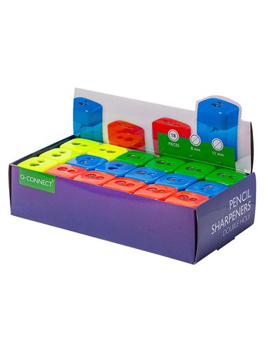 Taille-crayon q-connect économique réservoir plastique transparent 2 usages.