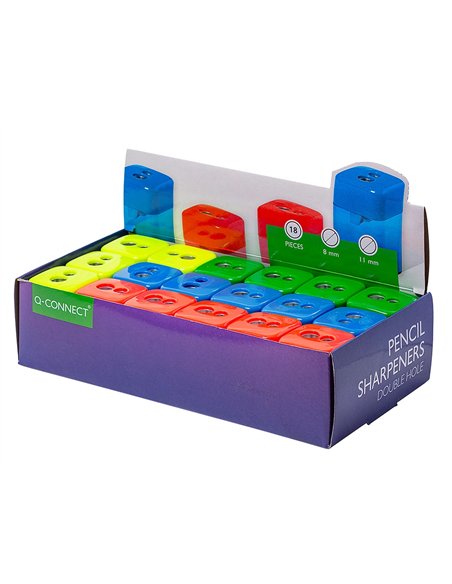 Taille-crayon q-connect économique réservoir plastique transparent 2 usages.