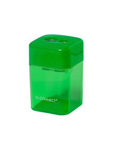 Taille-crayon q-connect économique réservoir plastique transparent 2 usages.