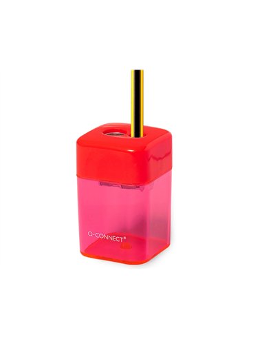 Taille-crayon q-connect économique réservoir plastique transparent 2 usages.