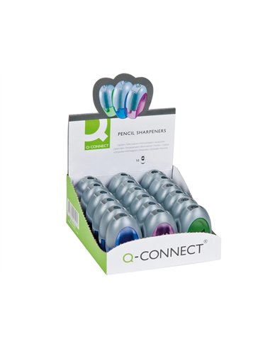 Taille-crayon q-connect économique réservoir plastique transparent 2 usages.