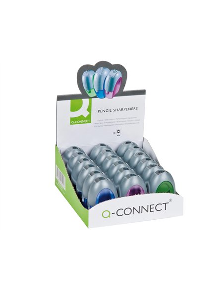 Taille-crayon q-connect économique réservoir plastique transparent 2 usages.