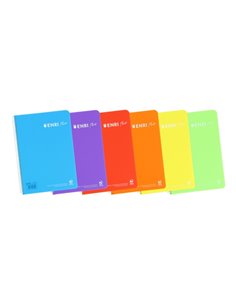 Cahier à spirales Enri Plus 4e 5x5 - Couverture plastique - 80 feuilles 90 g - avec marge - Couleurs assorties