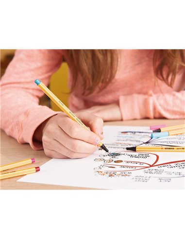 Stylo-feutre stabilo point 88 écriture fine 0.4mm 1000m pointe gainée métal corps hexagonal coloris violet.