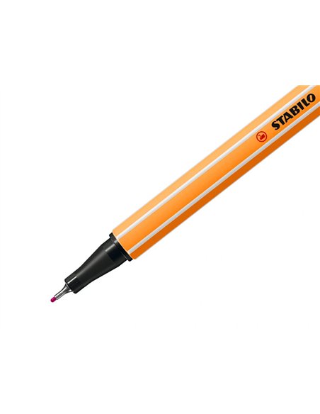 Stylo-feutre stabilo point 88 écriture fine 0.4mm 1000m pointe gainée métal corps hexagonal coloris rose.