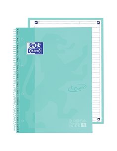 Cahier Oxford School Touch Europeanbook 1 A4+ 80 feuilles microperforées 1 ligne - Couverture extra rigide - Couleur menthe glac
