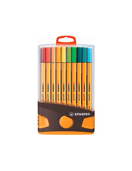 Stylo-feutre stabilo point 88 color parade pointe fine 0,4mm coloris assortis pack de 20.