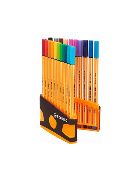 Stylo-feutre stabilo point 88 color parade pointe fine 0,4mm coloris assortis pack de 20.