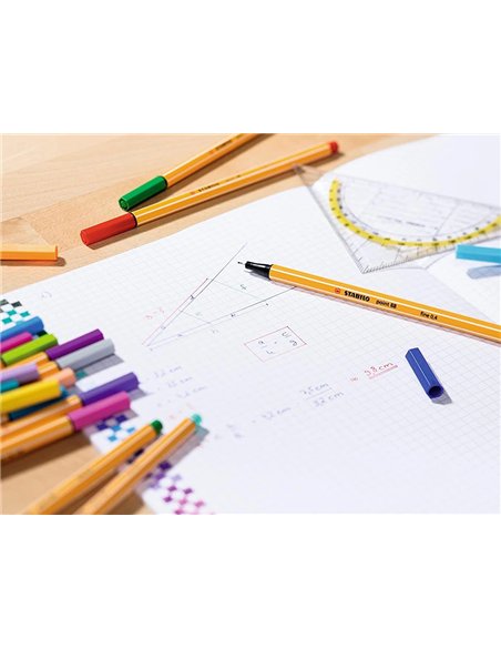 Stylo-feutre stabilo point 88 color parade pointe fine 0,4mm coloris assortis pack de 20.