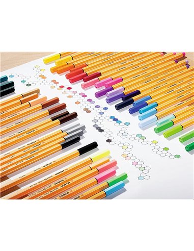 Stylo-feutre stabilo point 88 color parade pointe fine 0,4mm coloris assortis pack de 20.