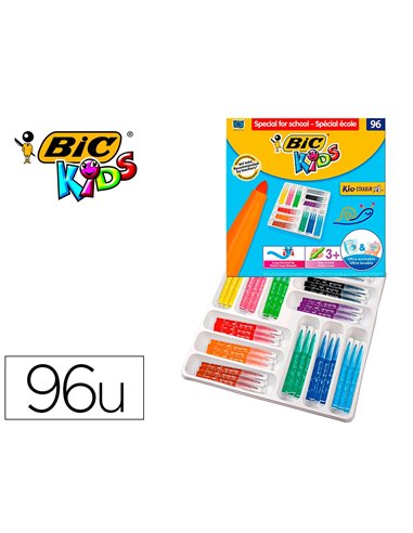 Feutre de coloriage bic kid couleur xl - class pack x 96 pointe large 12 couleurs assorties - (a partir de 3.