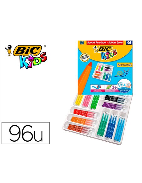 Feutre de coloriage bic kid couleur xl - class pack x 96 pointe large 12 couleurs assorties - (a partir de 3.