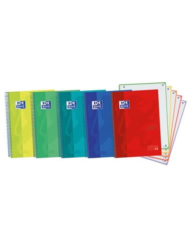 Cahier Oxford School Touch A4+ européen - Couverture extra rigide - 120 feuilles aux couleurs vives - Grille 5x5
