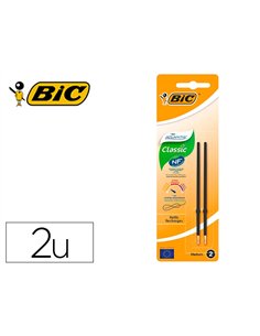 Stylo-bille bic atlantis soft pointe moyenne 1,0mm blister de 2 recharges noir.