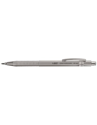 Porte-mine bic critérium mine 2mm gomme taille-mine incorporé coloris aluminium.