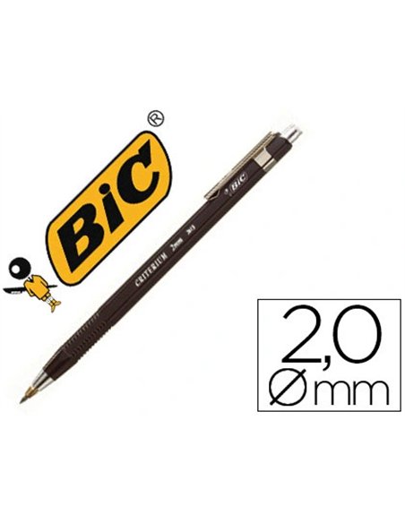 Porte-mine bic critérium mine 2mm gomme taille-mine incorporé corps noir.