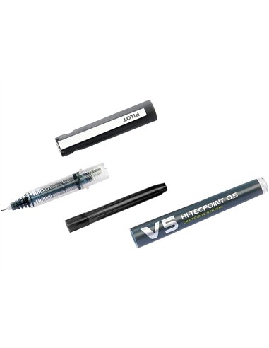 Pack pilot v5 10 rollers encre liquide rechargeables pointe moyenne 10 sets de 3 recharges 5 offertes coloris.