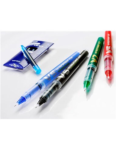 Pack pilot v5 10 rollers encre liquide rechargeables pointe moyenne 10 sets de 3 recharges 5 offertes coloris.