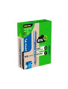 Pack pilot v5 10 rollers encre liquide rechargeables pointe moyenne 10 sets de 3 recharges 5 offertes coloris. 2