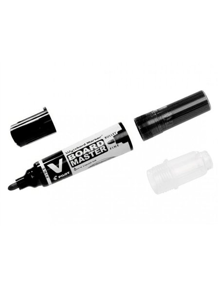 Pack pilot v-board master 10 marqueurs effacables a sec pointe conique moyenne 10 recharges 5 offertes coloris noir.