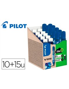 Pack pilot v-board master 10 marqueurs effacables a sec pointe conique moyenne 10 recharges 5 offertes coloris bleu.